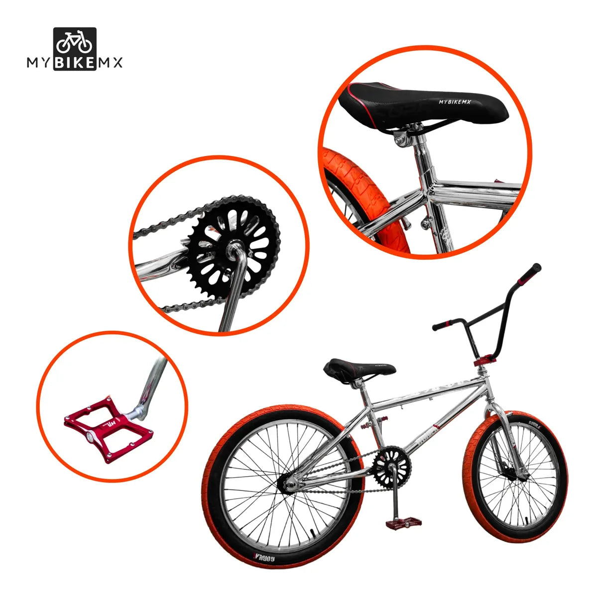 Bicicleta BMX Mybikemx 20 Para Acrobacias Color Cromo