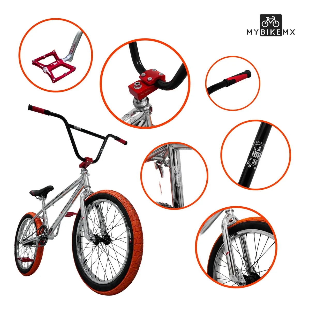 Bicicleta BMX Mybikemx 20 Para Acrobacias Color Cromo