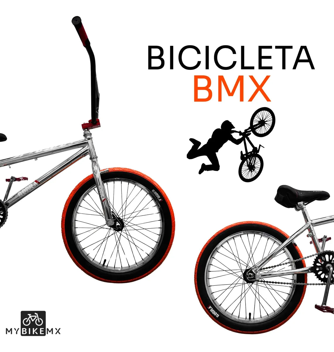 Bicicleta BMX Mybikemx 20 Para Acrobacias Color Cromo
