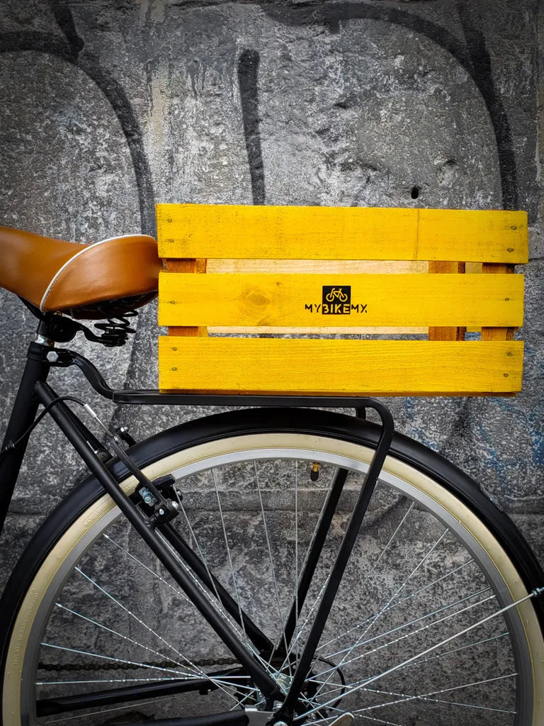 Caja de Carga Trasera para Bicicleta Madera en Colores con Liga de Ajuste Mybikemx