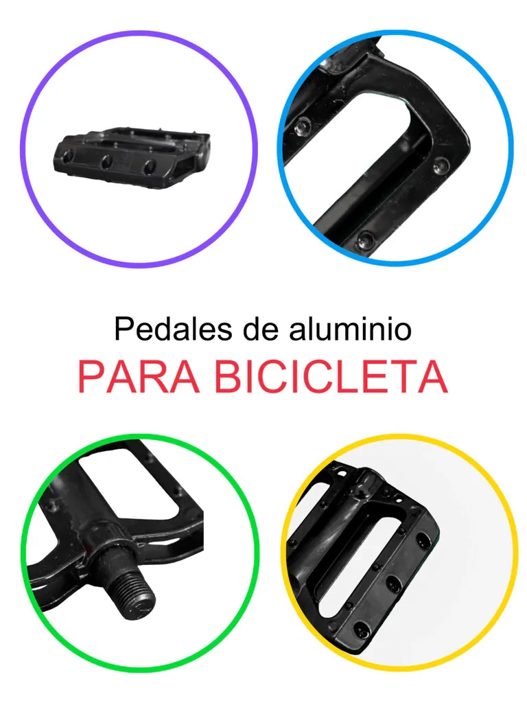 Pedales Para Bicicleta Montaña Bmx 9/16 Aluminio Con Reflejante Lateral MyBikeMx