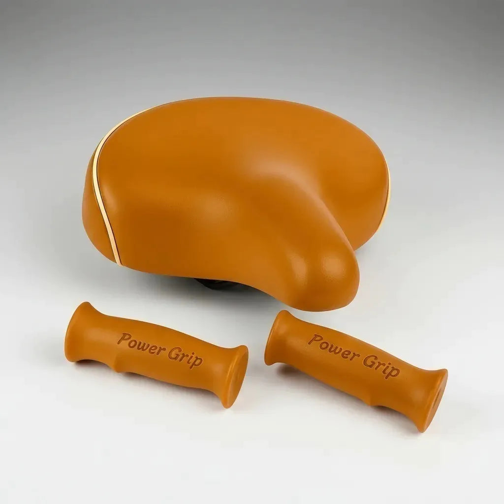 Kit Asiento + Puños para Bicicleta Urbana | MyBikeMX | Color Café | Estilo Vintage