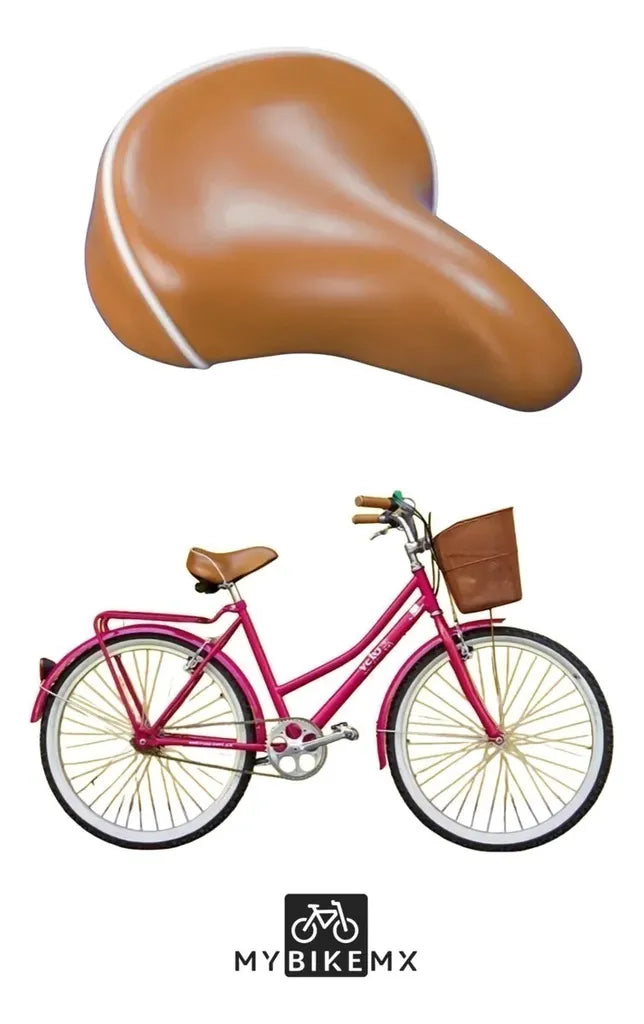 Kit Asiento + Puños para Bicicleta Urbana | MyBikeMX | Color Café | Estilo Vintage